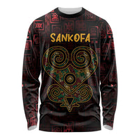 Africa Adinkra Symbol Long Sleeve Shirt Sankofa Heart - Cosmic Red - Wonder Print Shop