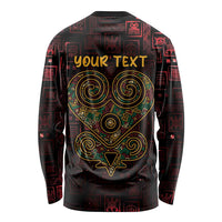 Africa Adinkra Symbol Long Sleeve Shirt Sankofa Heart - Cosmic Red - Wonder Print Shop