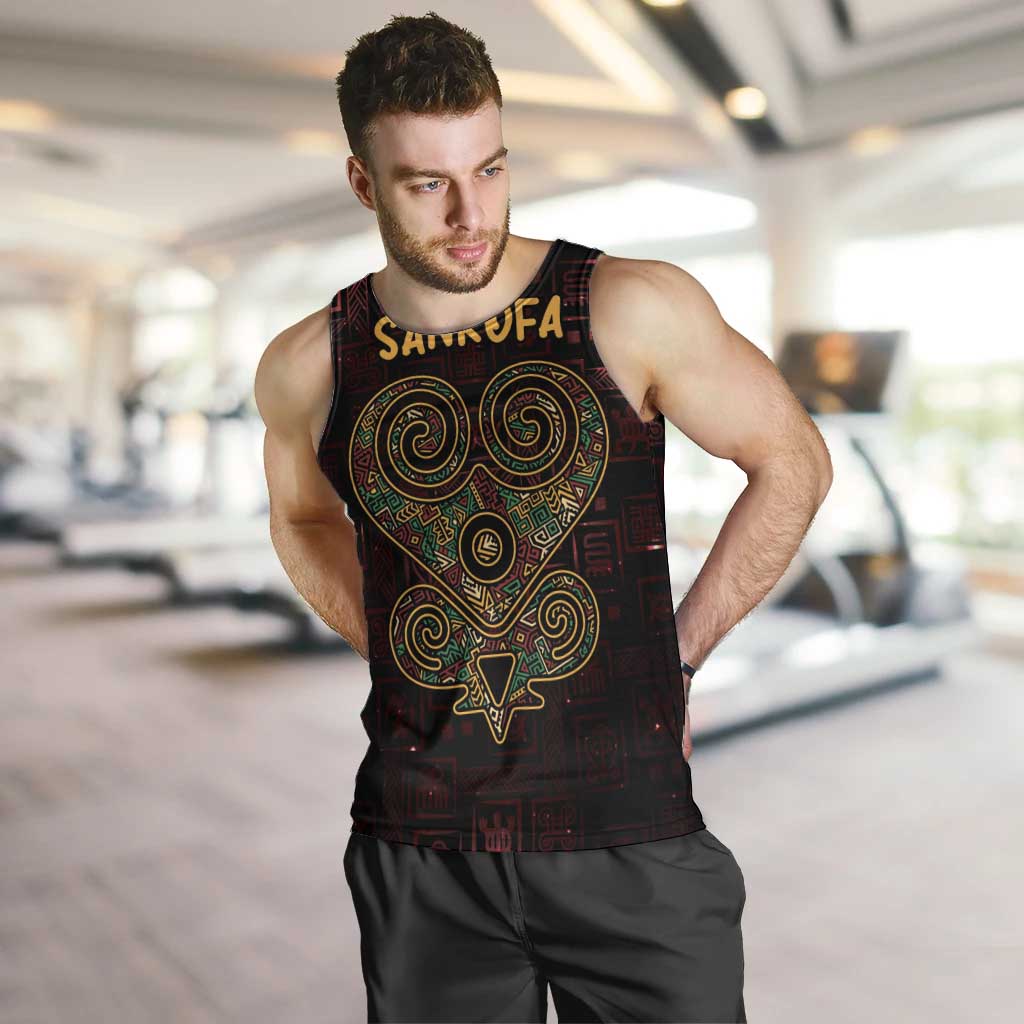 Africa Adinkra Symbol Men Tank Top Sankofa Heart - Cosmic Red - Wonder Print Shop