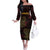 Africa Adinkra Symbol Off The Shoulder Long Sleeve Dress Sankofa Heart - Cosmic Red - Wonder Print Shop