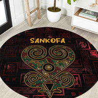 Africa Adinkra Symbol Round Carpet Sankofa Heart - Cosmic Red