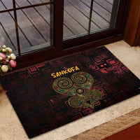 Africa Adinkra Symbol Rubber Doormat Sankofa Heart - Cosmic Red - Wonder Print Shop
