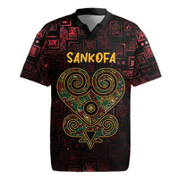 Africa Adinkra Symbol Rugby Jersey Sankofa Heart - Cosmic Red - Wonder Print Shop