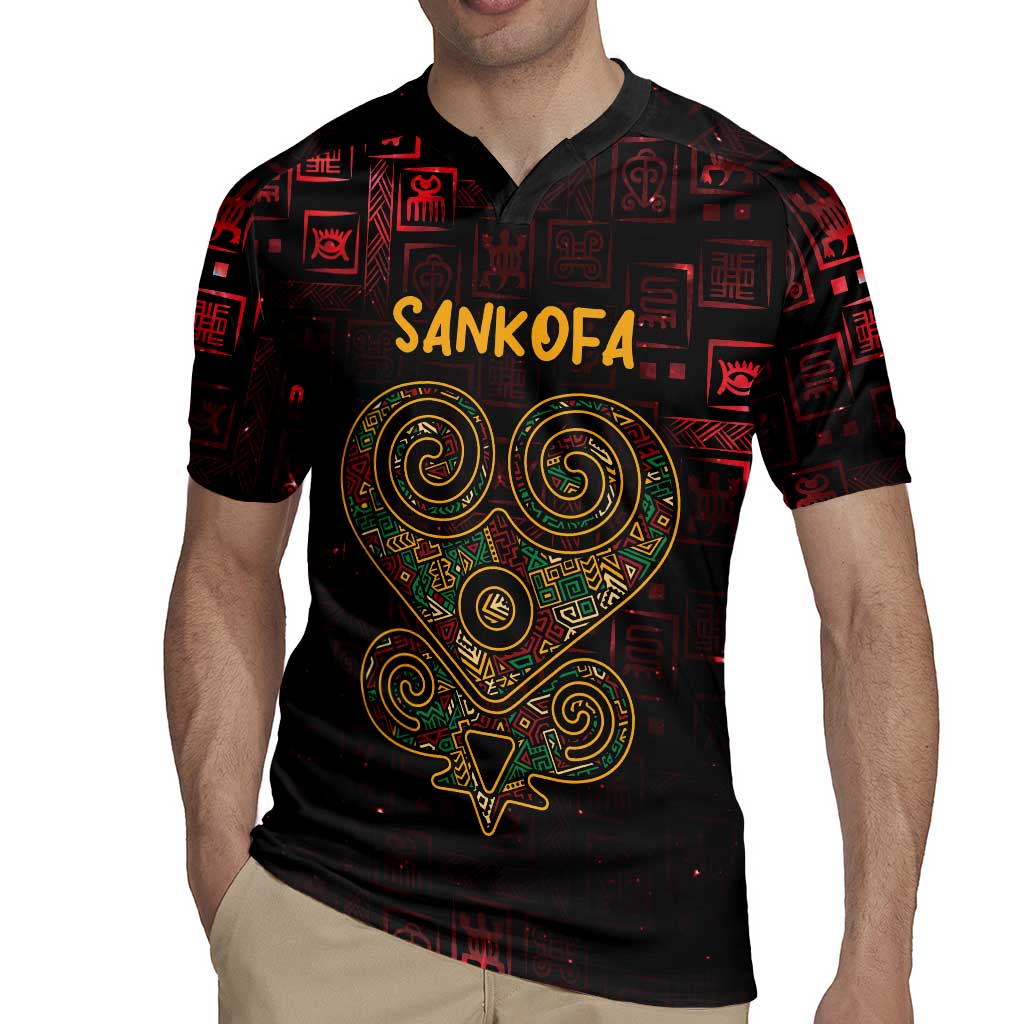 Africa Adinkra Symbol Rugby Jersey Sankofa Heart - Cosmic Red - Wonder Print Shop