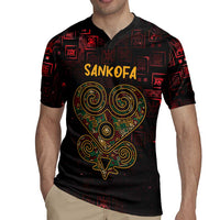 Africa Adinkra Symbol Rugby Jersey Sankofa Heart - Cosmic Red - Wonder Print Shop
