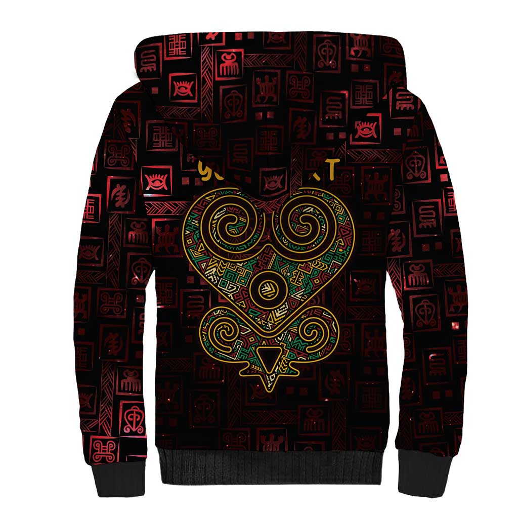 Africa Adinkra Symbol Sherpa Hoodie Sankofa Heart - Cosmic Red - Wonder Print Shop