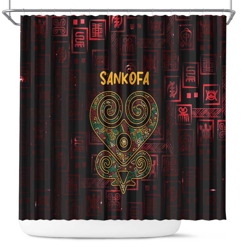 Africa Adinkra Symbol Shower Curtain Sankofa Heart - Cosmic Red
