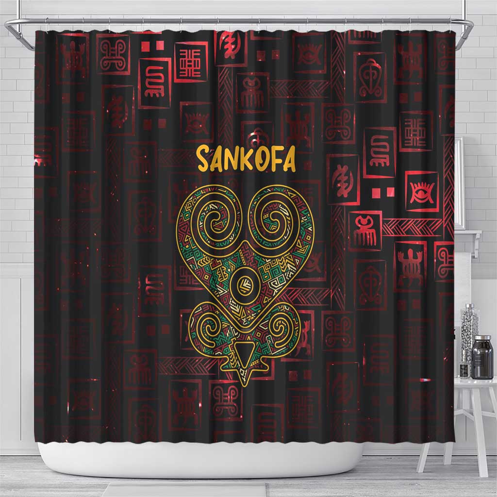 Africa Adinkra Symbol Shower Curtain Sankofa Heart - Cosmic Red