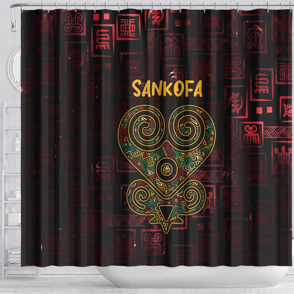 Africa Adinkra Symbol Shower Curtain Sankofa Heart - Cosmic Red