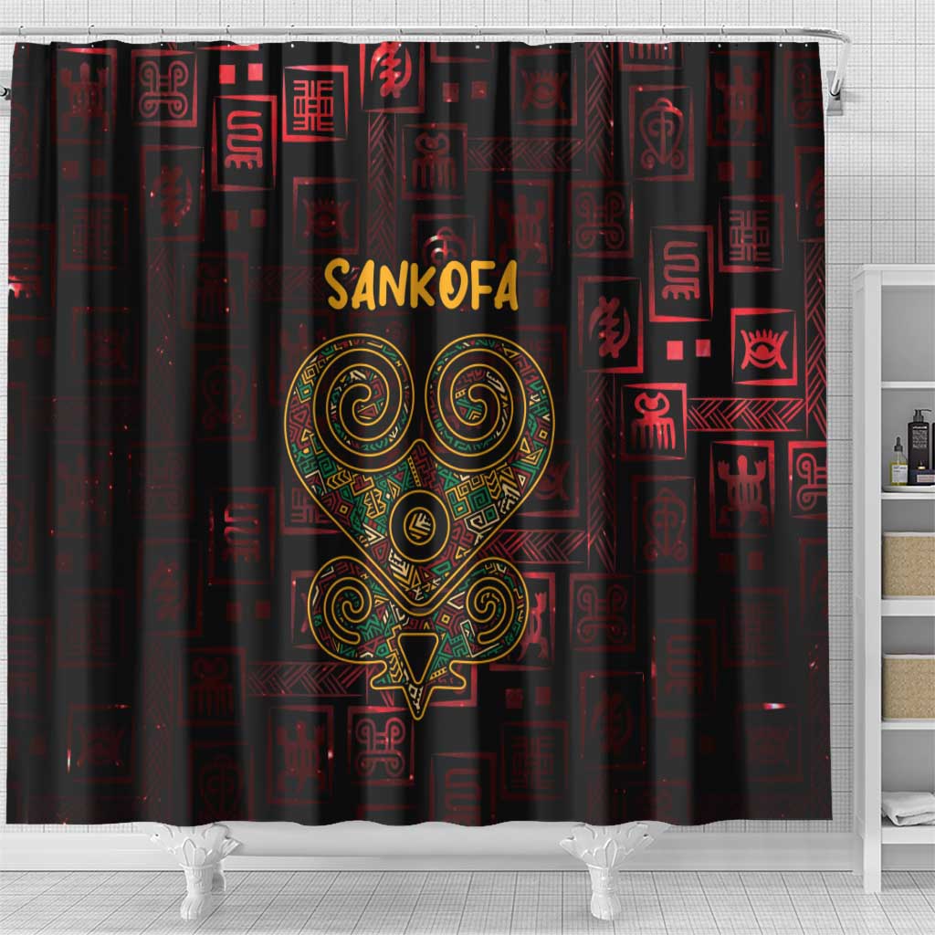 Africa Adinkra Symbol Shower Curtain Sankofa Heart - Cosmic Red