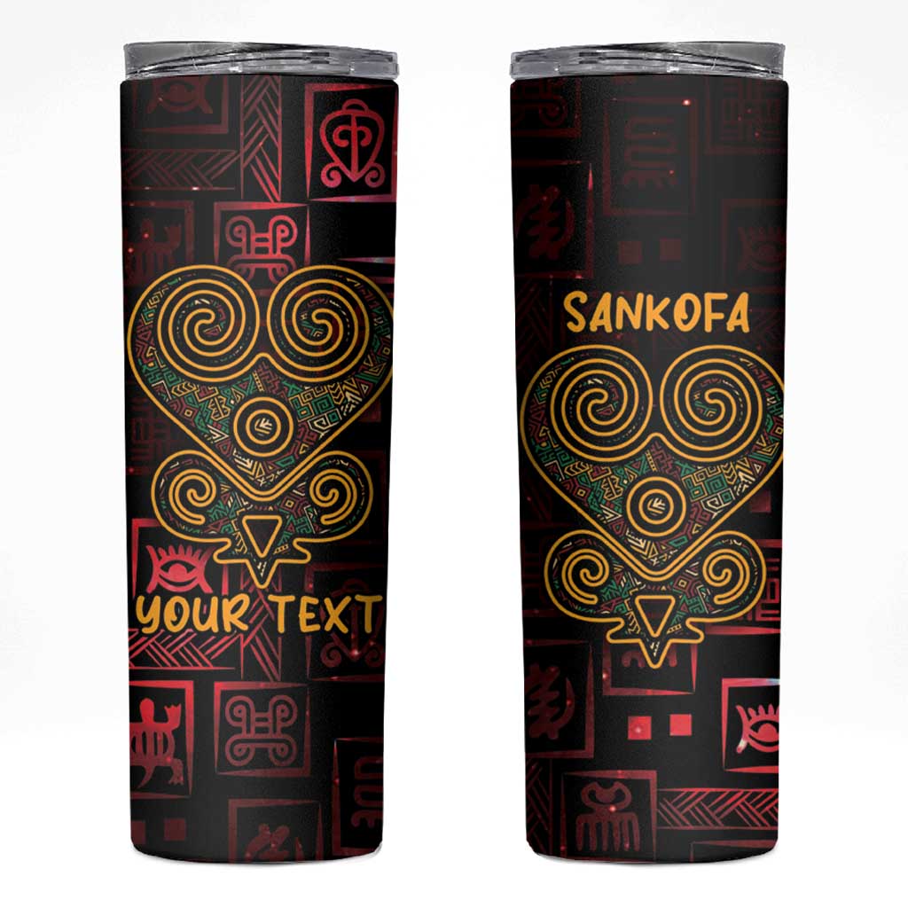 Personalized Africa Adinkra Symbol Skinny Tumbler Sankofa Heart - Cosmic Red - Wonder Print Shop