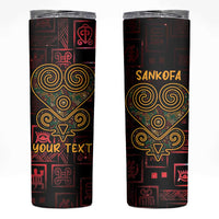 Personalized Africa Adinkra Symbol Skinny Tumbler Sankofa Heart - Cosmic Red - Wonder Print Shop