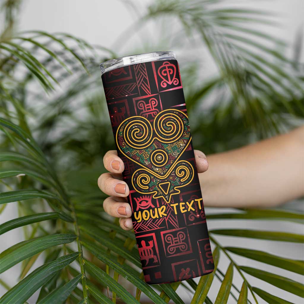 Personalized Africa Adinkra Symbol Skinny Tumbler Sankofa Heart - Cosmic Red - Wonder Print Shop