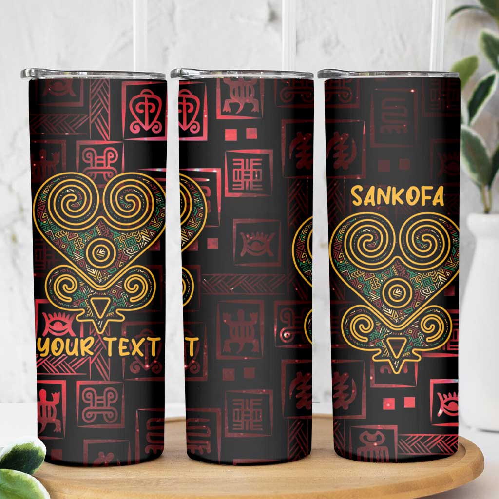 Personalized Africa Adinkra Symbol Skinny Tumbler Sankofa Heart - Cosmic Red - Wonder Print Shop