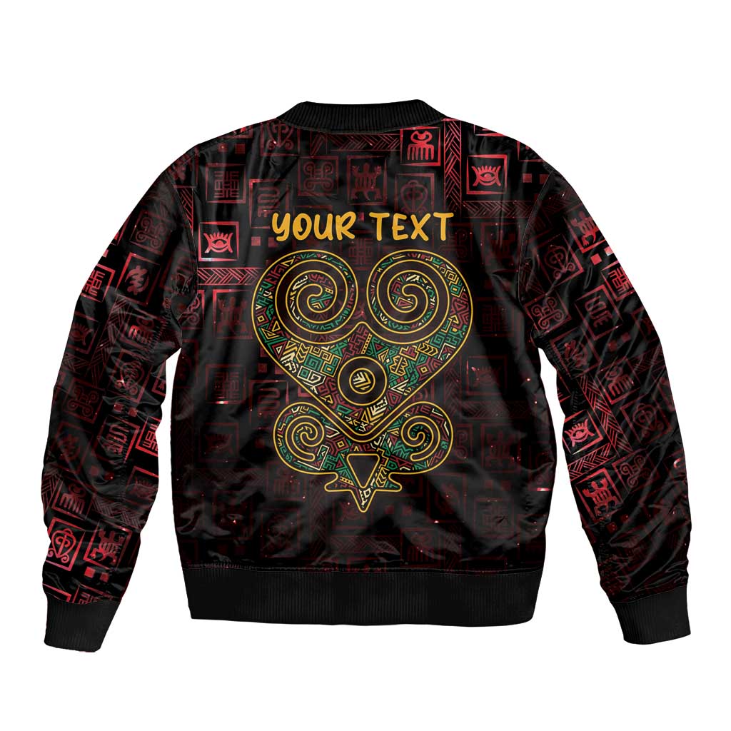Africa Adinkra Symbol Sleeve Zip Bomber Jacket Sankofa Heart - Cosmic Red - Wonder Print Shop