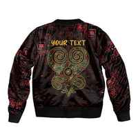 Africa Adinkra Symbol Sleeve Zip Bomber Jacket Sankofa Heart - Cosmic Red - Wonder Print Shop