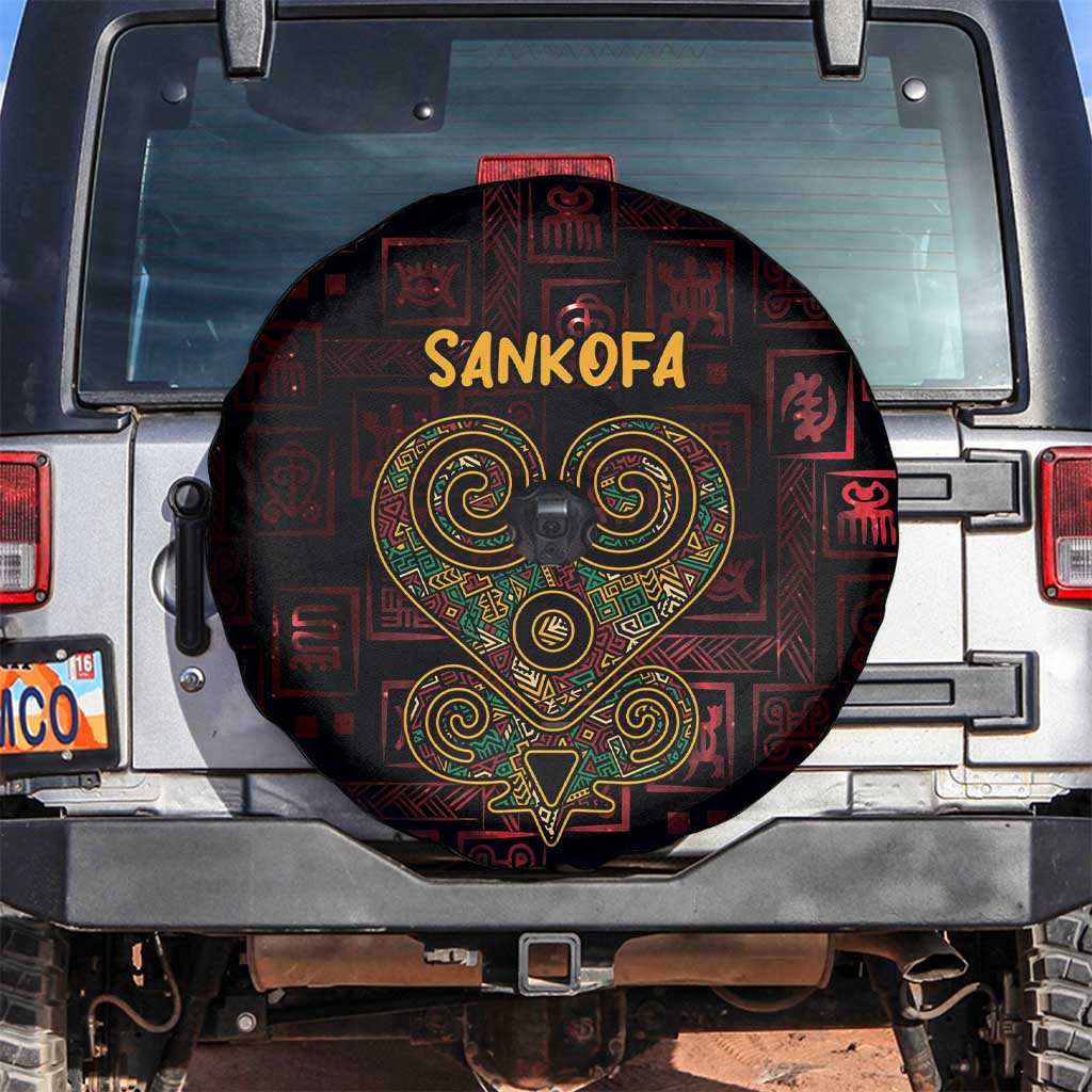 Africa Adinkra Symbol Spare Tire Cover Sankofa Heart - Cosmic Red - Wonder Print Shop