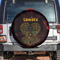 Africa Adinkra Symbol Spare Tire Cover Sankofa Heart - Cosmic Red - Wonder Print Shop