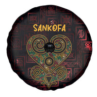 Africa Adinkra Symbol Spare Tire Cover Sankofa Heart - Cosmic Red - Wonder Print Shop