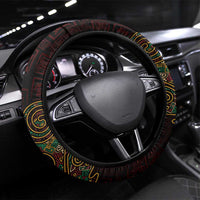 Africa Adinkra Symbol Steering Wheel Cover Sankofa Heart - Cosmic Red - Wonder Print Shop
