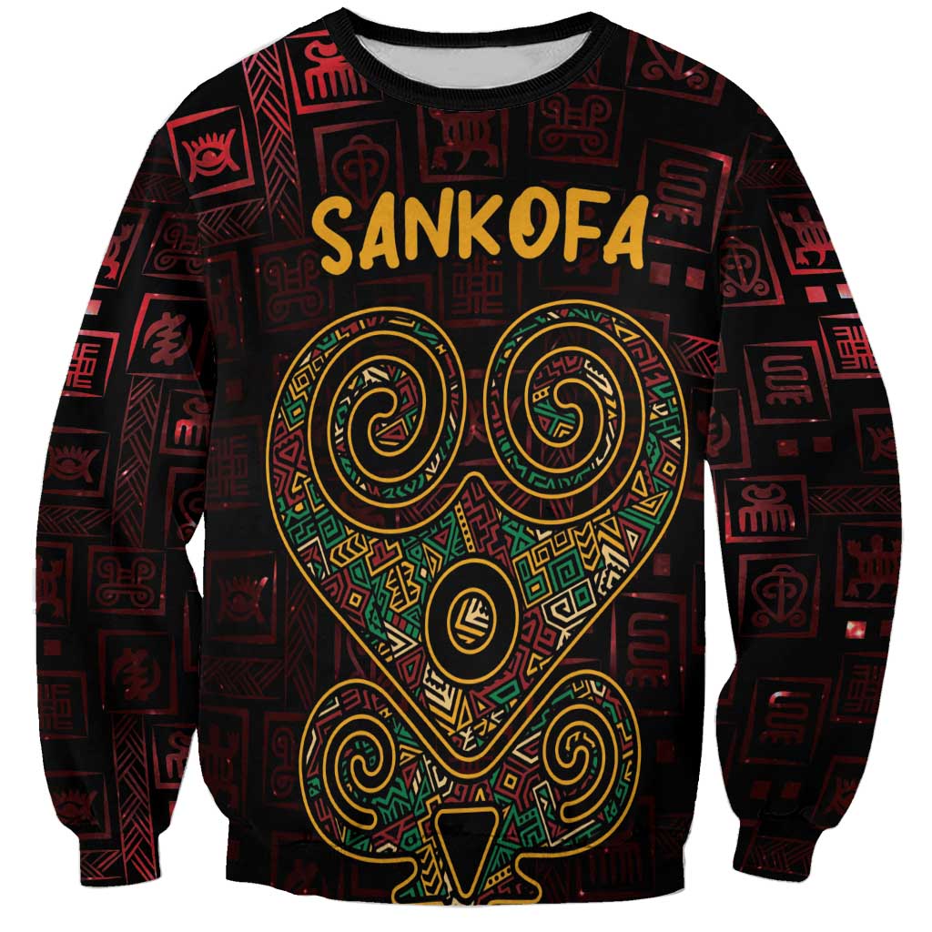 Africa Adinkra Symbol Sweatshirt Sankofa Heart - Cosmic Red - Wonder Print Shop
