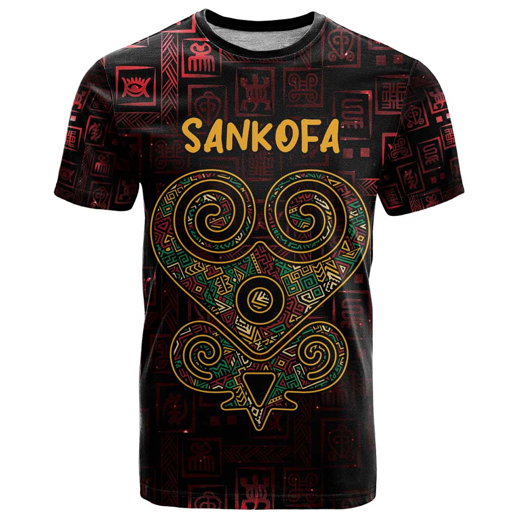 Africa Adinkra Symbol T Shirt Sankofa Heart - Cosmic Red - Wonder Print Shop