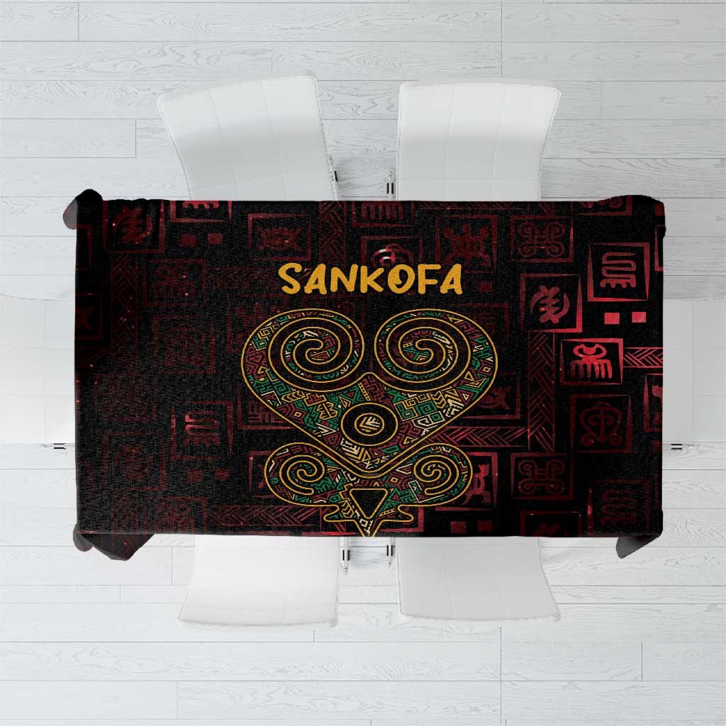 Africa Adinkra Symbol Tablecloth Sankofa Heart - Cosmic Red - Wonder Print Shop