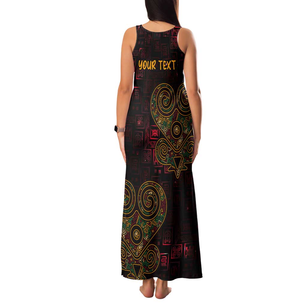Africa Adinkra Symbol Tank Maxi Dress Sankofa Heart - Cosmic Red - Wonder Print Shop