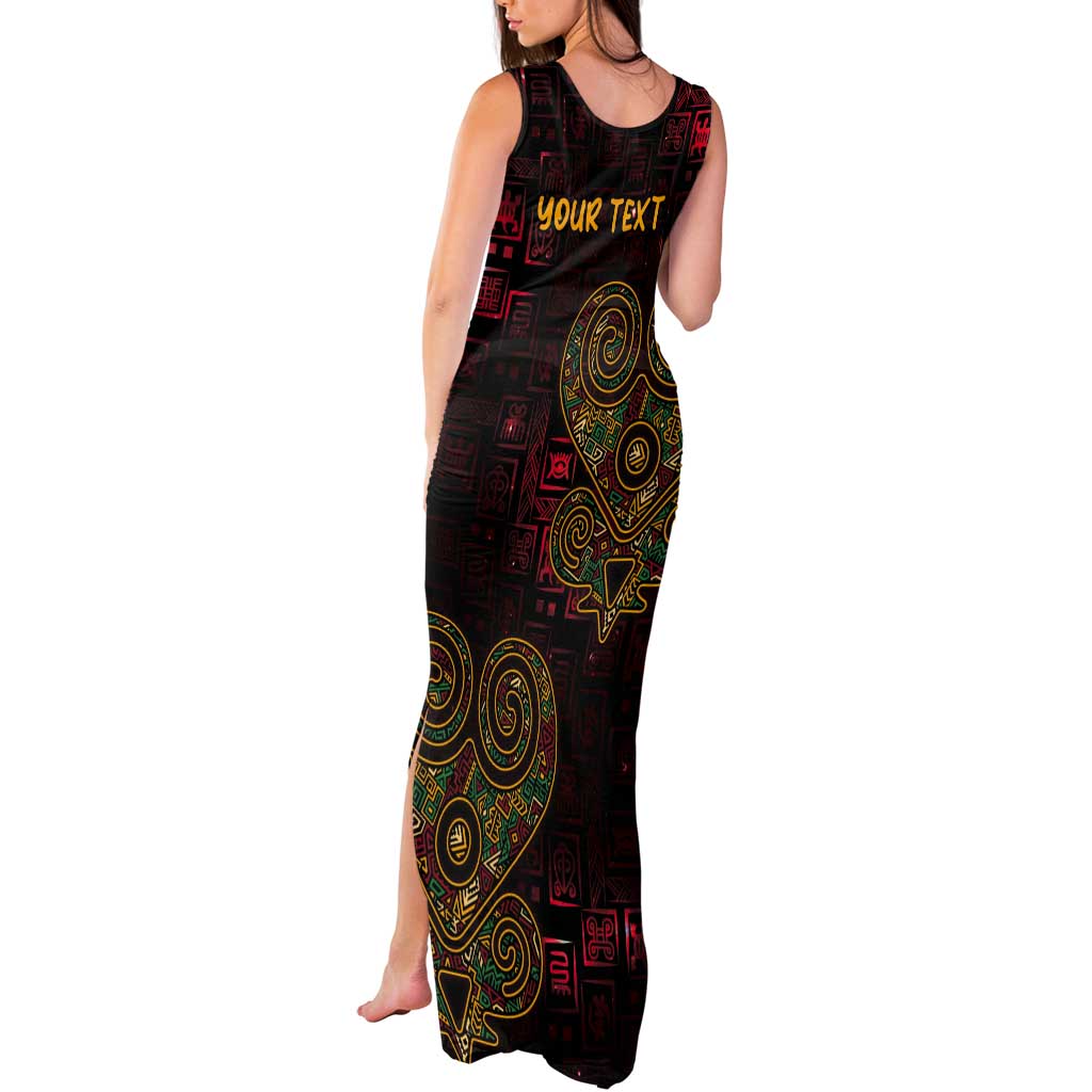 Africa Adinkra Symbol Tank Maxi Dress Sankofa Heart - Cosmic Red - Wonder Print Shop