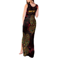 Africa Adinkra Symbol Tank Maxi Dress Sankofa Heart - Cosmic Red - Wonder Print Shop