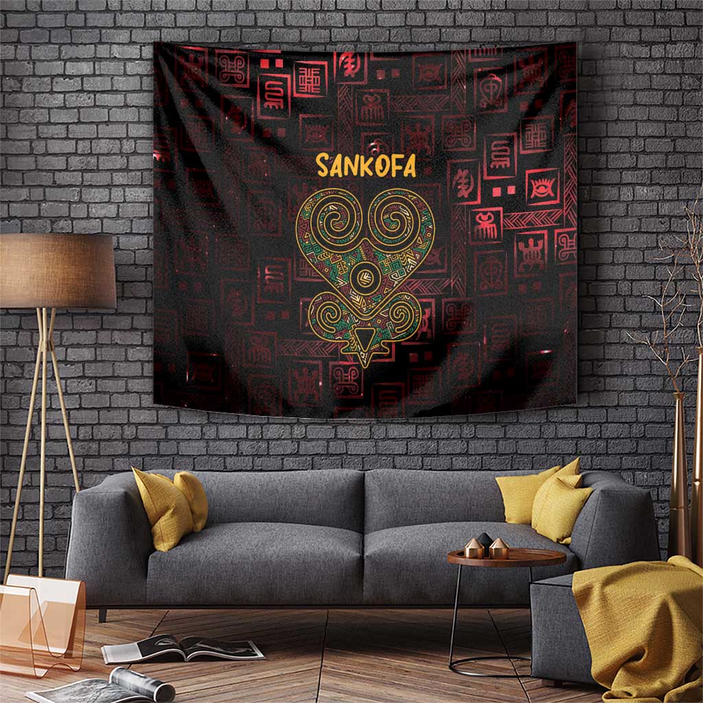 Africa Adinkra Symbol Tapestry Sankofa Heart - Cosmic Red - Wonder Print Shop