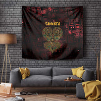 Africa Adinkra Symbol Tapestry Sankofa Heart - Cosmic Red - Wonder Print Shop
