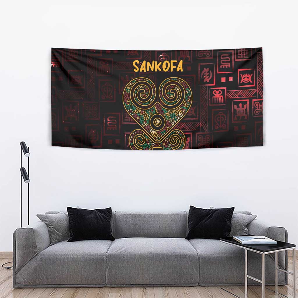 Africa Adinkra Symbol Tapestry Sankofa Heart - Cosmic Red - Wonder Print Shop