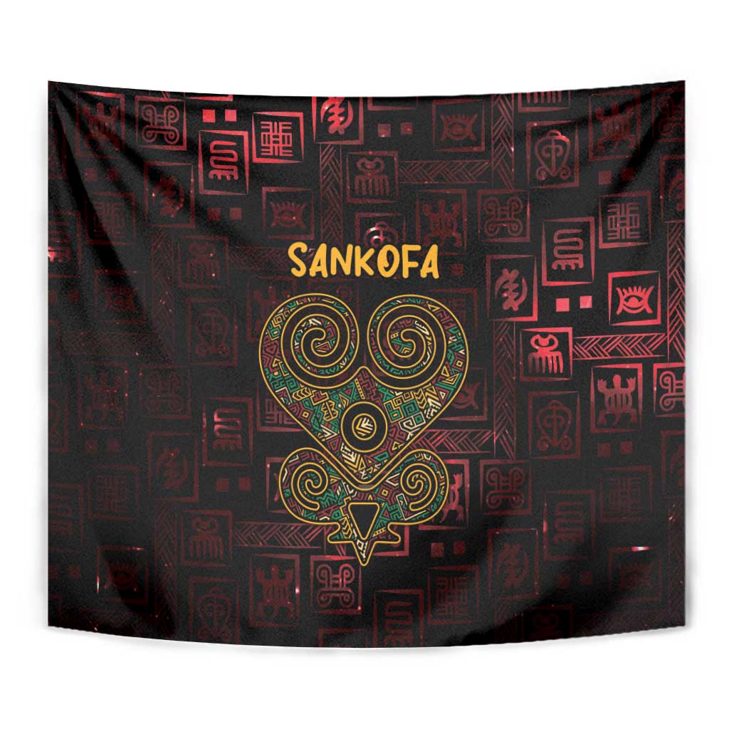 Africa Adinkra Symbol Tapestry Sankofa Heart - Cosmic Red - Wonder Print Shop
