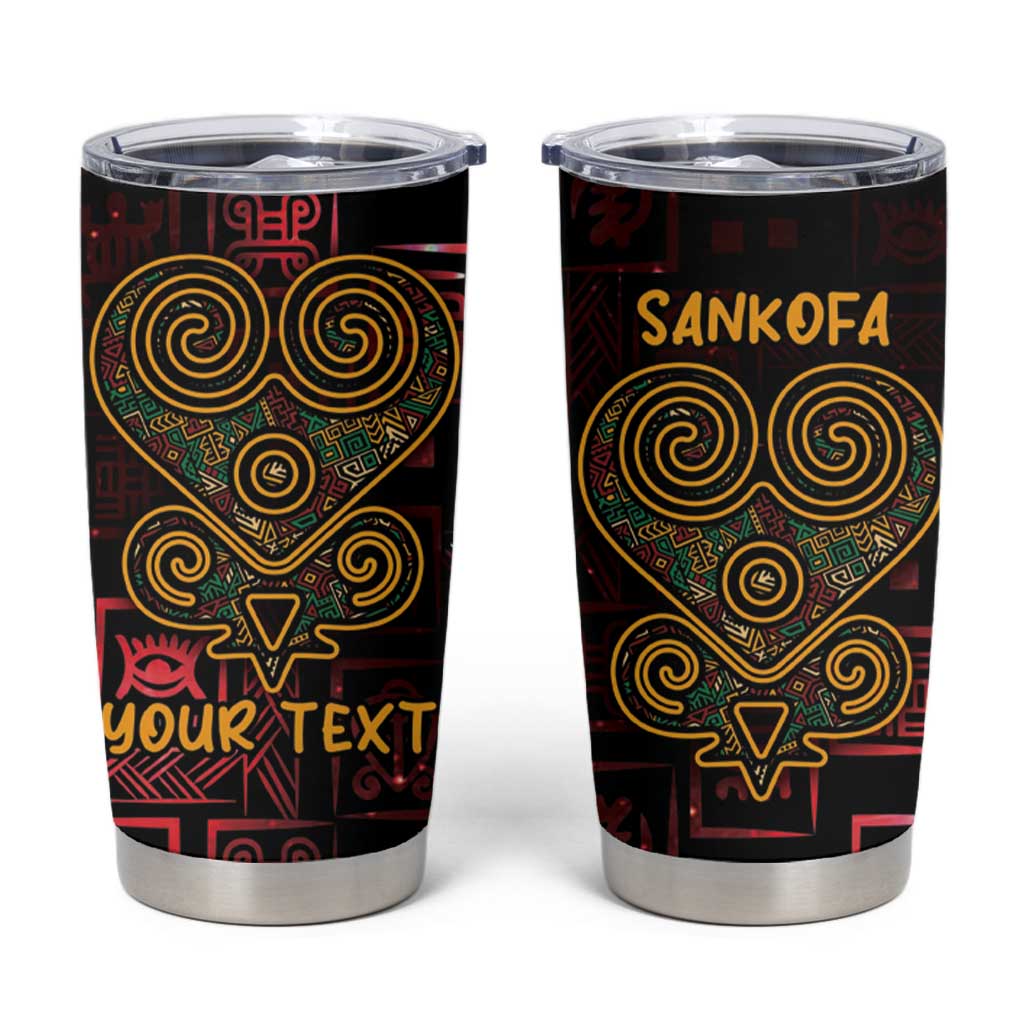 Personalized Africa Adinkra Symbol Tumbler Cup Sankofa Heart - Cosmic Red - Wonder Print Shop