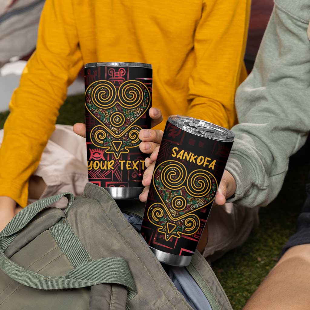 Personalized Africa Adinkra Symbol Tumbler Cup Sankofa Heart - Cosmic Red - Wonder Print Shop