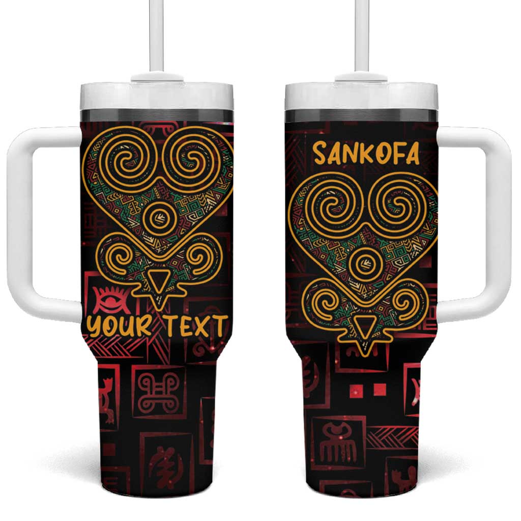 Personalized Africa Adinkra Symbol Tumbler With Handle Sankofa Heart - Cosmic Red - Wonder Print Shop