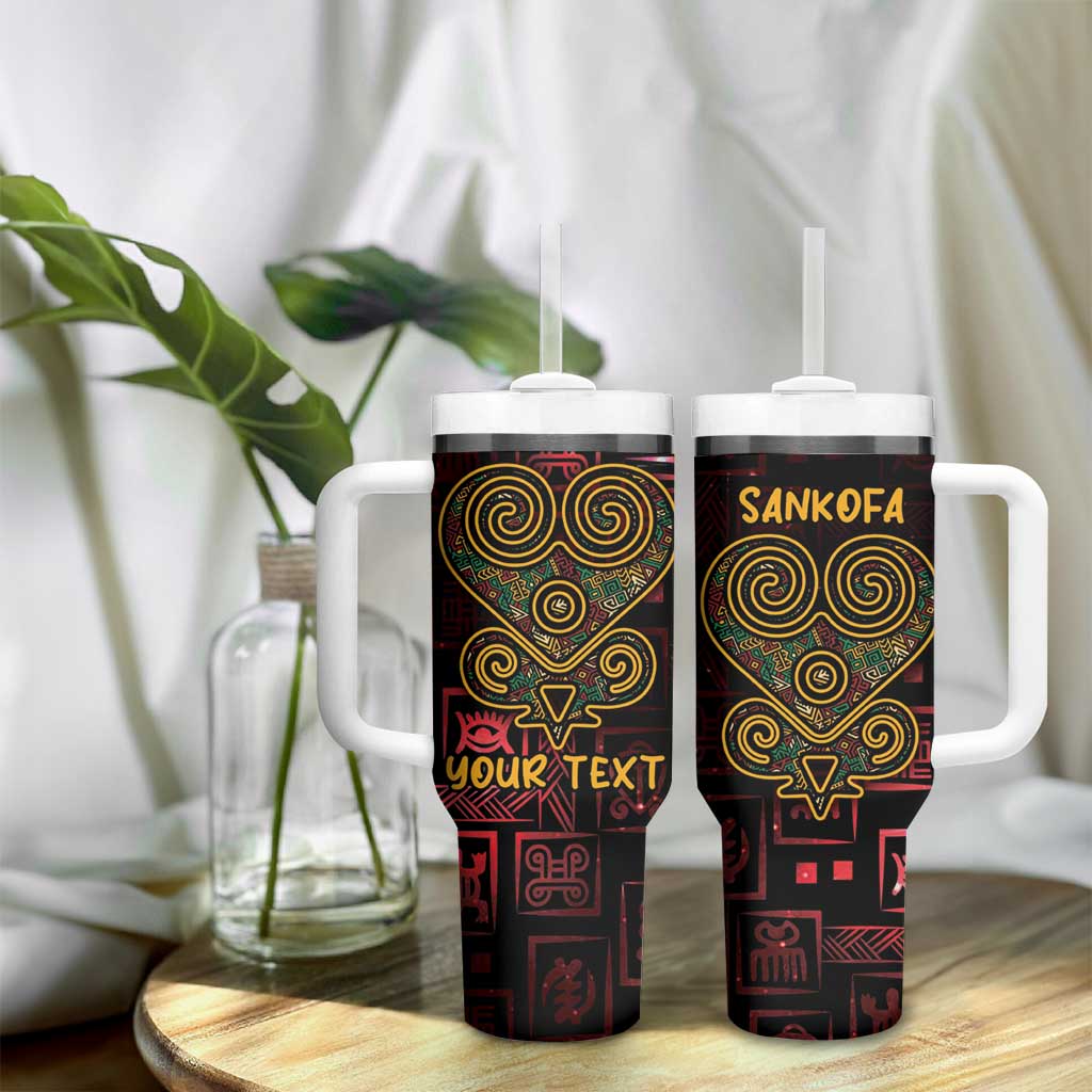 Personalized Africa Adinkra Symbol Tumbler With Handle Sankofa Heart - Cosmic Red - Wonder Print Shop