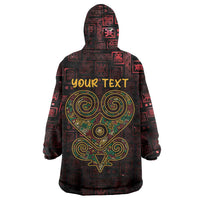 Africa Adinkra Symbol Wearable Blanket Hoodie Sankofa Heart - Cosmic Red - Wonder Print Shop