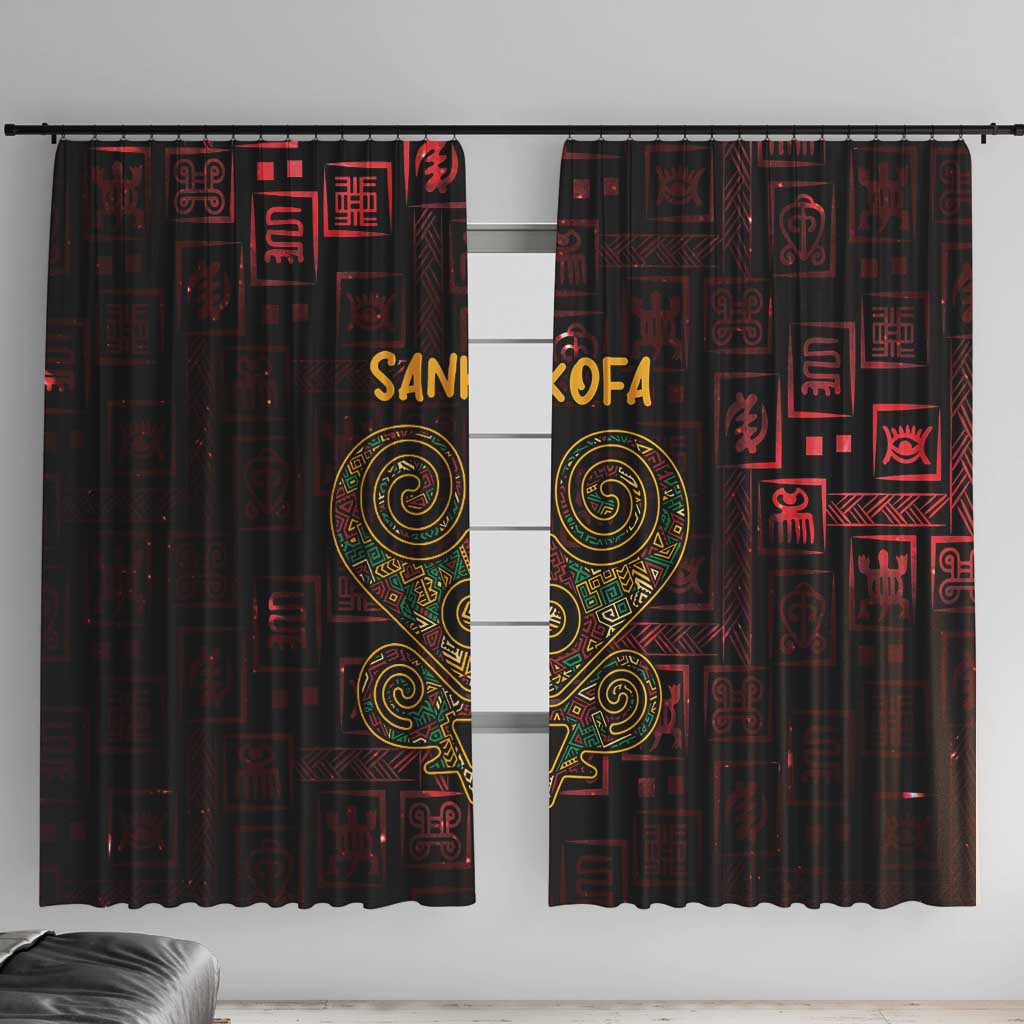 Africa Adinkra Symbol Window Curtain Sankofa Heart - Cosmic Red - Wonder Print Shop