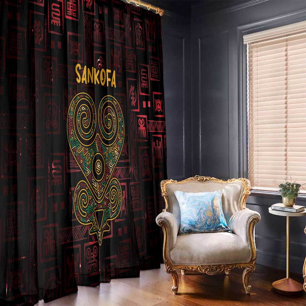 Africa Adinkra Symbol Window Curtain Sankofa Heart - Cosmic Red - Wonder Print Shop