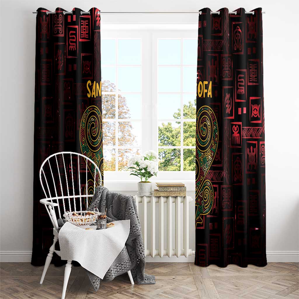 Africa Adinkra Symbol Window Curtain Sankofa Heart - Cosmic Red - Wonder Print Shop