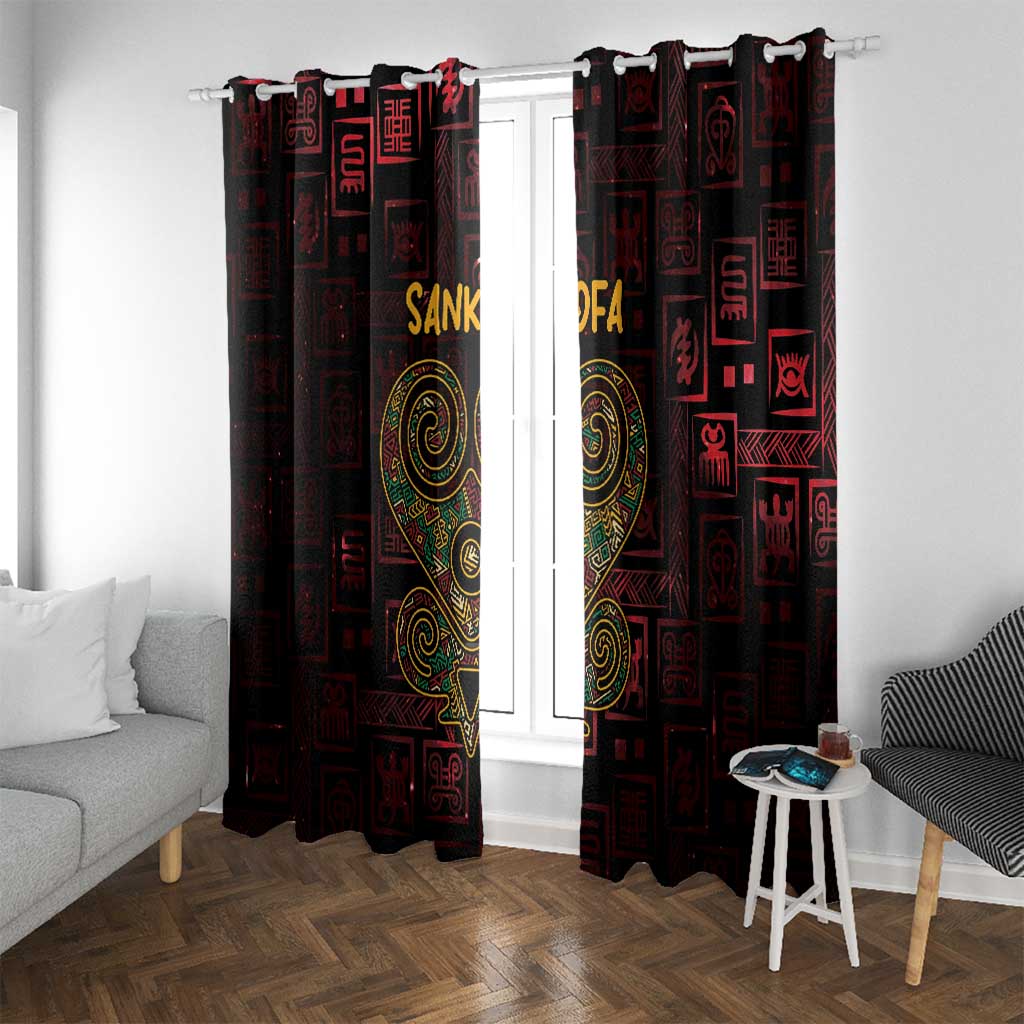 Africa Adinkra Symbol Window Curtain Sankofa Heart - Cosmic Red - Wonder Print Shop
