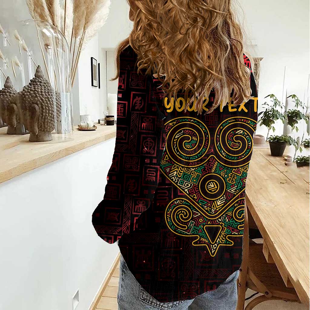 Africa Adinkra Symbol Women Casual Shirt Sankofa Heart - Cosmic Red - Wonder Print Shop