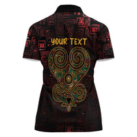 Africa Adinkra Symbol Women Polo Shirt Sankofa Heart - Cosmic Red - Wonder Print Shop