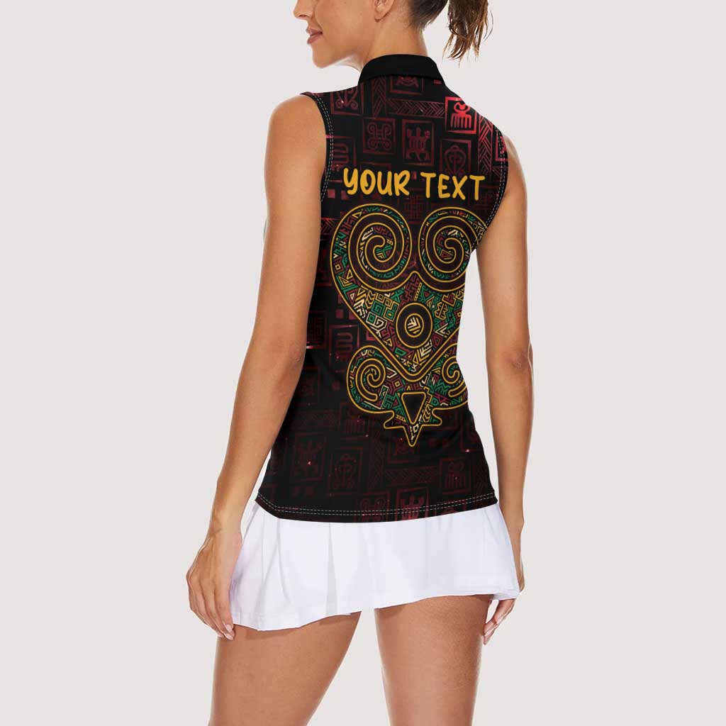 Africa Adinkra Symbol Women Sleeveless Polo Shirt Sankofa Heart - Cosmic Red - Wonder Print Shop