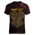 Africa Adinkra Symbol Women V-Neck T-Shirt Sankofa Heart - Cosmic Red - Wonder Print Shop