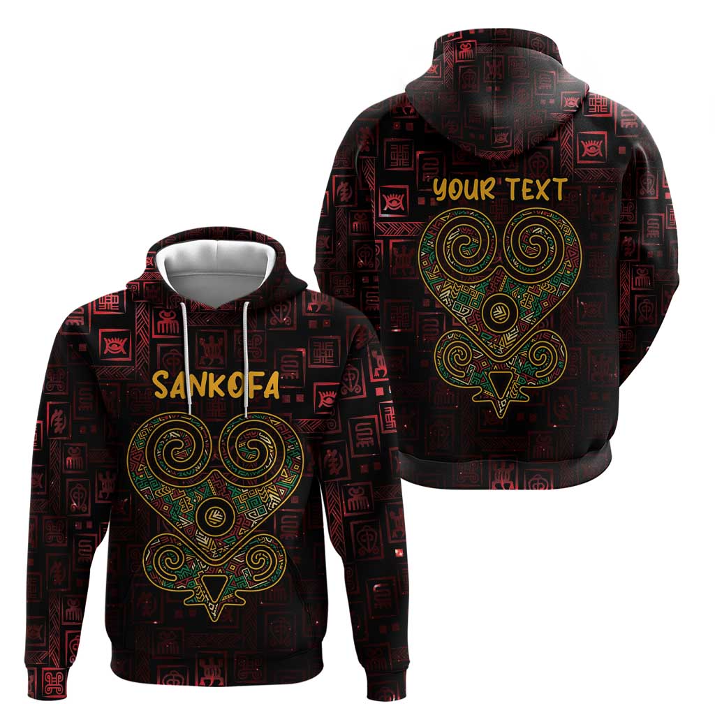 Africa Adinkra Symbol Zip Hoodie Sankofa Heart - Cosmic Red - Wonder Print Shop