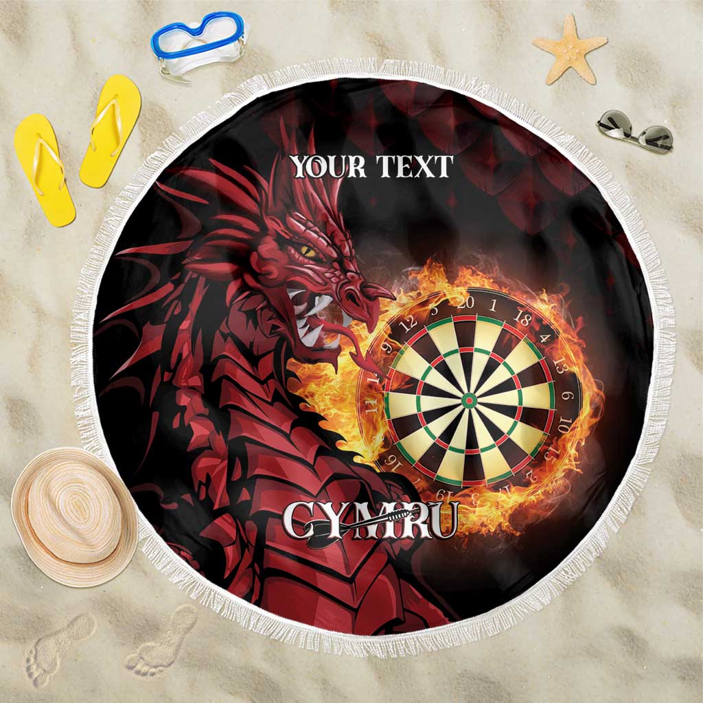 Wales Darts Personalised Beach Blanket Red Dragon Cymru Am Byth