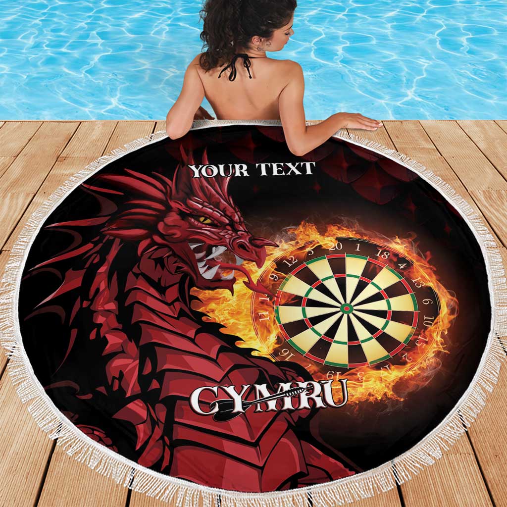 Wales Darts Personalised Beach Blanket Red Dragon Cymru Am Byth